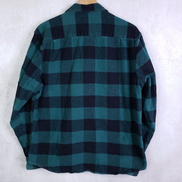 Lucky Brand Men's L Classic Fit Saturday Stretch Plaid Flannel Teal Navy Shirt - Picture 2 of 7
